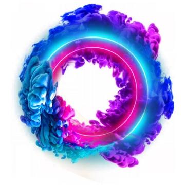 绚丽的发光圆环和彩色烟雾效果166001png图片素材
