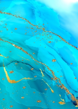 绚丽的金粉条纹装饰的蔚蓝色大理石水磨石纹理背景6251206免抠图片素材