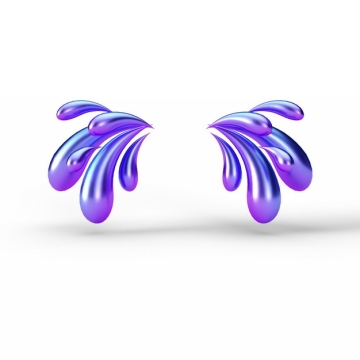 创意3D立体紫色抽象对称液滴装饰图案741860png图片素材