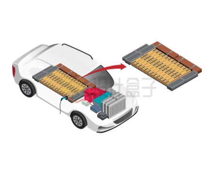 电动汽车内部结构和电池组3673617矢量图片免抠素材