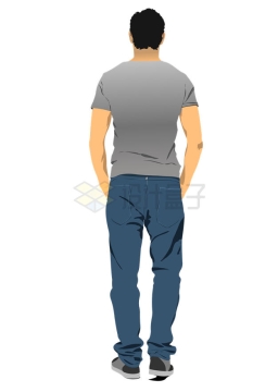 身穿T恤和牛仔裤的男人背影9975304矢量图片免抠素材