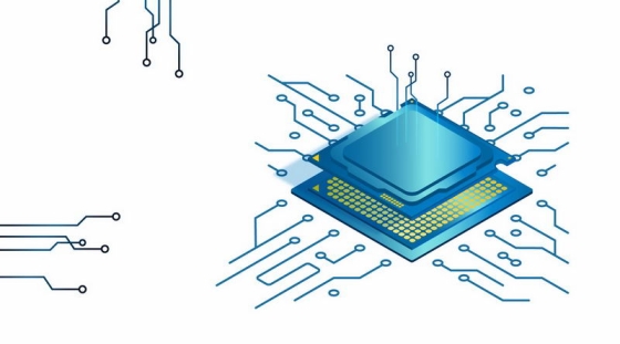 蓝色的处理器CPU和底座电路2902956矢量图片免抠素材