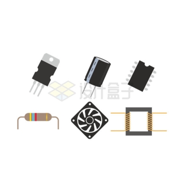电阻器电容器集成电路电感器等电子元器件6471213矢量图片免抠素材