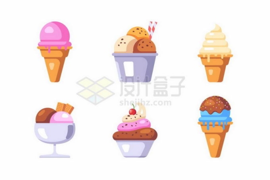 6款卡通风格的冰淇淋冷饮4074820矢量图片免抠素材