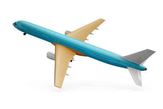 飞行中的蓝色涂装波音787/777飞机大型客机png免抠图片素材