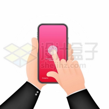 通过指纹是被技术解锁手机的双手7095901矢量图片免抠素材免费下载