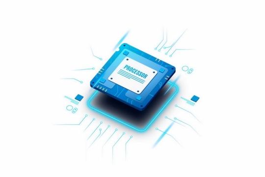 科技发光线条电路风格蓝色处理器CPU5676211矢量图片免抠素材