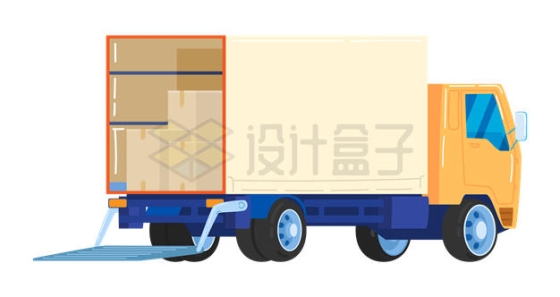 扁平化风格卡通货车正在卸货8655846矢量图片免抠素材