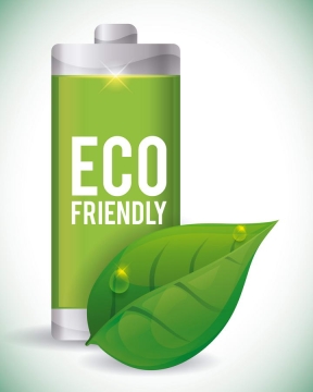绿色树叶节能环保电池图标免抠矢量图片素材