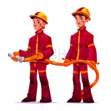两个卡通消防员拿着水管2710273矢量图片免抠素材