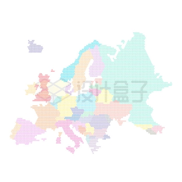 彩色点阵风格欧盟欧洲地图7722269矢量图片免抠素材