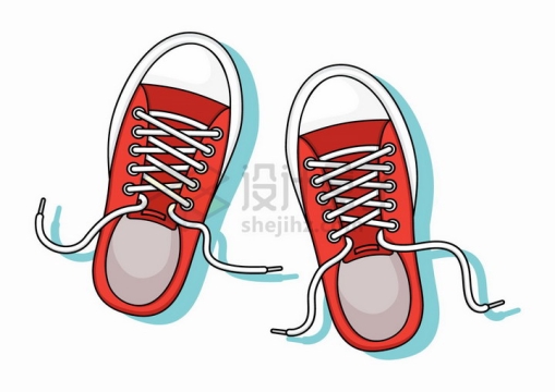 鞋带松开的红色休闲鞋运动鞋球鞋png图片免抠矢量素材