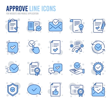 20款蓝色线性待办事项线条icon图标图片免抠素材