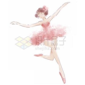 优雅的卡通芭蕾舞演员水彩插画7470978免抠图片素材