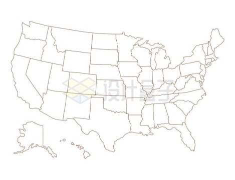线条组成的美国各州地图2692154矢量图片免抠素材