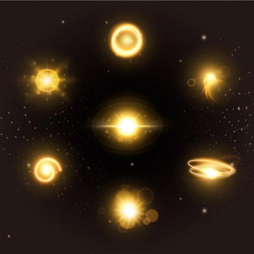 7款恒星发光光芒星光效果图片免抠矢量图素材