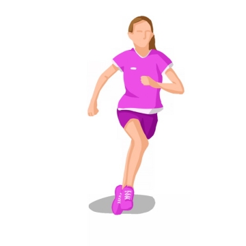 跑步的女孩扁平插画240125png图片素材