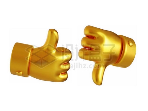 黄金点赞和反对手势3D模型8750952PSD免抠图片素材