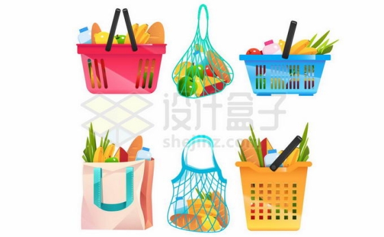 超市购物袋购物篮网袋纸袋子拒绝塑料袋8428443矢量图片免抠素材免费下载