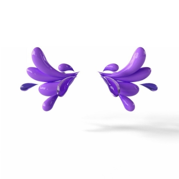 创意3D立体紫色抽象对称液滴装饰图案223857png图片素材