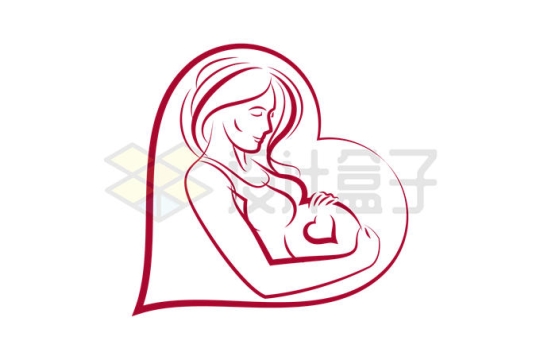 手绘线条风格孕妇怀孕月子中心月嫂公司logo标志设计方案9552348矢量图片免抠素材