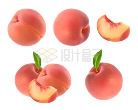 5款红色的水蜜桃美味桃子水果2708387矢量图片免抠素材