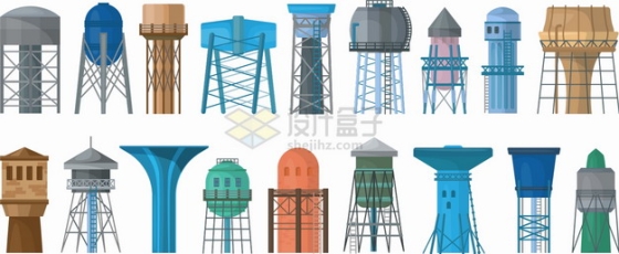 18款各种造型的水塔png图片素材