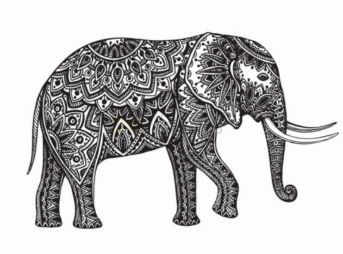 大象抽象图案纹理部落民族图腾png图片免抠矢量素材