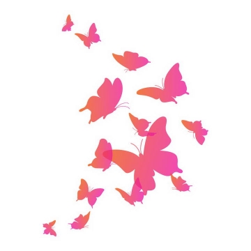 一群粉色蝴蝶剪影装饰图案免抠矢量图片素材