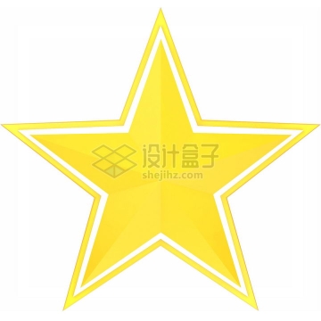 黄色的五角星白色线条装饰png图片免抠素材