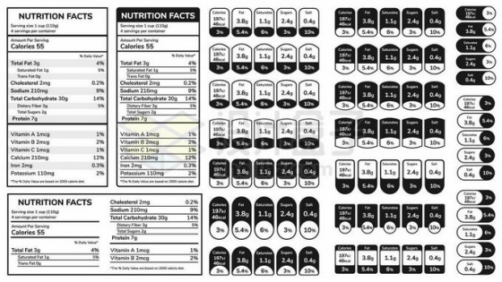 各种黑白色产品配料表食品营养成分表商品说明书表格6540483矢量图片免抠素材免费下载