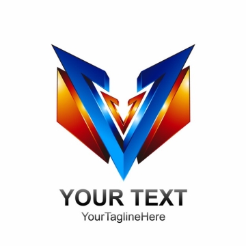 创意字母V橙色蓝色科技风格变形金刚LOGO设计元素459069图片免抠素材