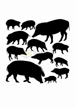 野猪家猪疣猪西猯动物剪影合集png图片素材