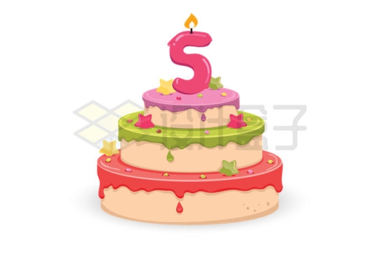 五岁5岁生日蛋糕三层蛋糕4208828矢量图片免抠素材