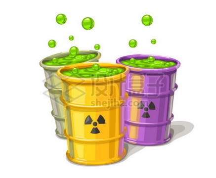 冒着绿色气泡的卡通有毒物质铁桶化工桶936192png图片素材