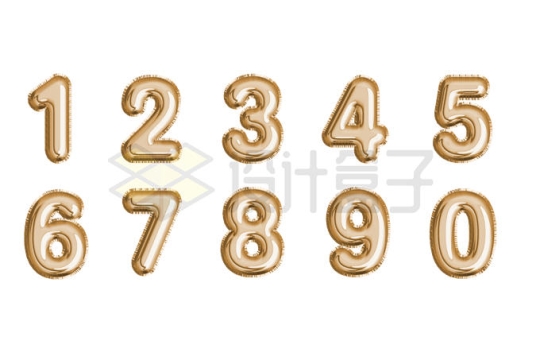 金色金属光泽风格气球数字字体艺术字4065591矢量图片免抠素材
