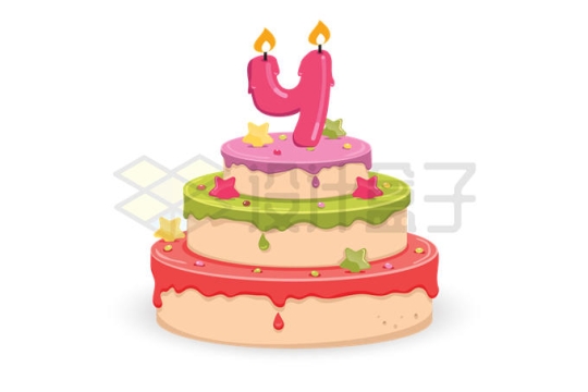 四岁4岁生日蛋糕三层蛋糕6267444矢量图片免抠素材
