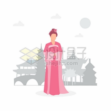 唐朝服饰中国古代服装扁平插画6185301矢量图片免抠素材
