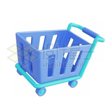 蓝紫色的卡通超市购物小推车3D模型3538873图片免抠素材