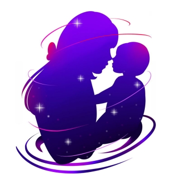 母亲节妈妈抱着孩子紫色剪影2377913免抠图片素材