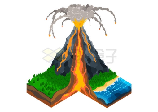 卡通火山爆发内部结构解剖图1444991矢量图片免抠素材