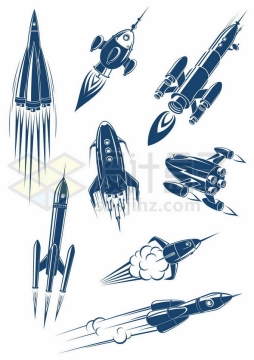 各种蓝白色的卡通运载火箭插画1165024矢量图片免抠素材免费下载
