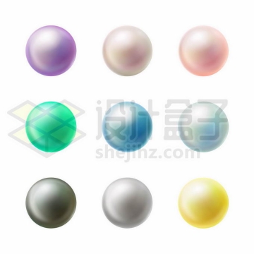 9款彩色3D立体风格珍珠小球圆球7133736矢量图片免抠素材