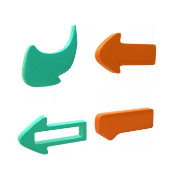 四款3D立体绿色橙色方向箭头483206png图片素材