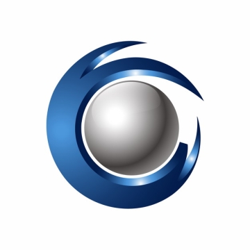 创意灰色圆球和蓝色立体圆环科技风格logo设计元素368900图片免抠素材