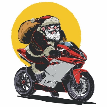骑摩托车的超酷圣诞老人png图片免抠矢量素材