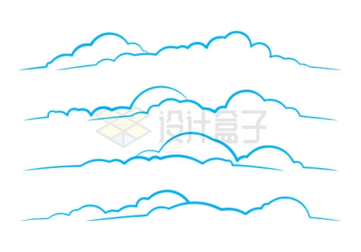 四款线条风格云朵图案2049738矢量图片免抠素材