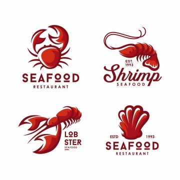 红色螃蟹大虾龙虾和厨师帽子logo设计方案png图片免抠矢量素材