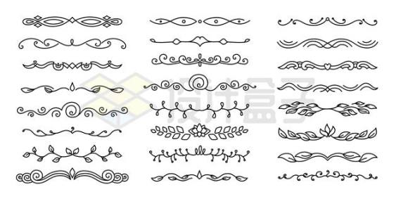  24 types of hand-painted lines, leaf split line patterns, 6146142 vector pictures, cut free materials
