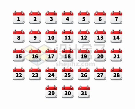 每月31天日历图标符号png图片素材
